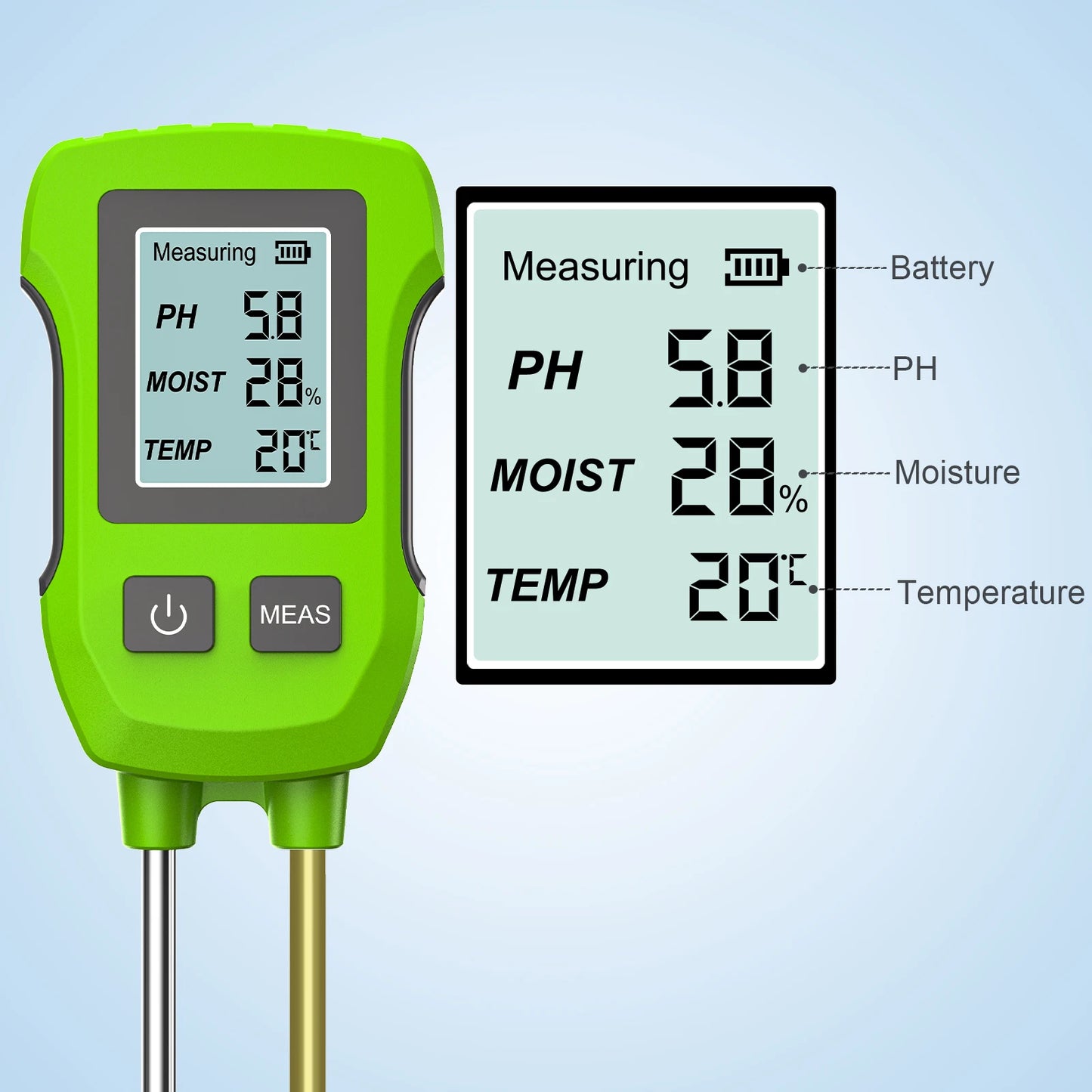 ANDRICOS Digital Soil Tester — INSOMA 3-in-1 LCD Soil Meter for pH, Moisture & Temperature with Backlight for Field, Garden & Environmental Checks