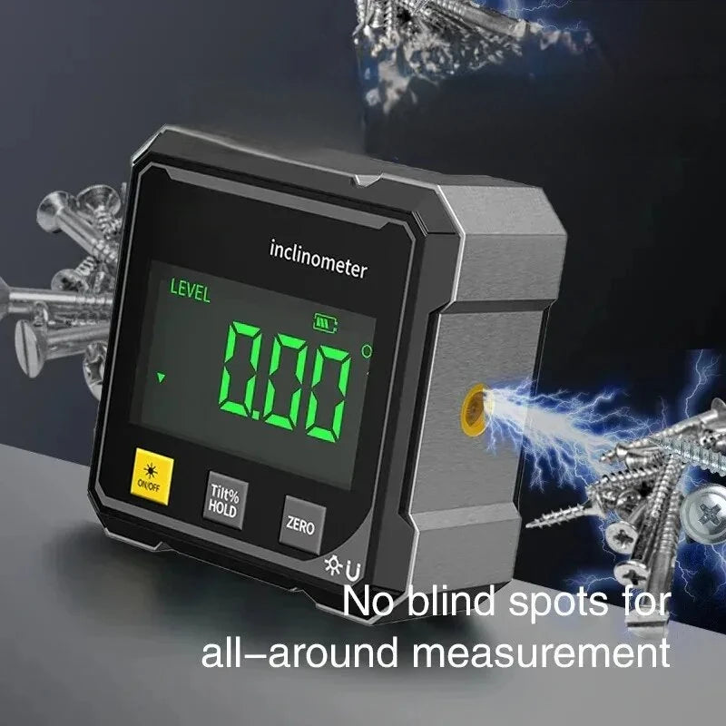 ANDRICOS Digital Angle Gauge — 2-Side Magnetic Laser Electronic Protractor, Inclinometer & Slope Measuring Tool