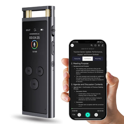 ANDRICOS AI Voice Recorder — FoCase Rec 64GB Aluminium Dictaphone with App Transcription, Translation, AI Summary, Mind Mapping & Voice Activation