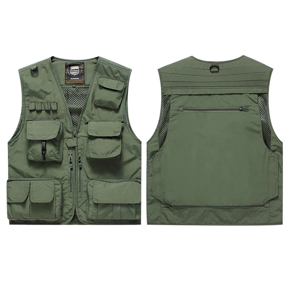 ANDRICOS High-Visibility Field Utility Vest — Multi-Pocket Reflective Workwear Vest for Surveying, Site Recording, Volunteers & Outdoor Field Tasks