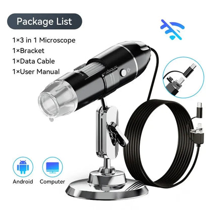 ANDRICOS Wireless Field Microscope — INSKAM 50X-1000X Portable WiFi Digital Microscope with 8 LED Lights, Phone/PC Support & Rechargeable Battery