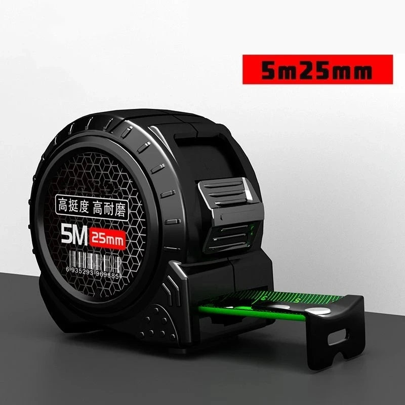 ANDRICOS Self-Locking Steel Tape Measure — 5M/7.5M/10M Metric Measuring Tape with Fluorescent Scale, ABS Shell, Metal Clip & Portable Field Design