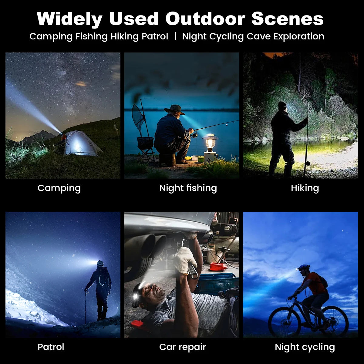 ANDRICOS Rechargeable Sensor Headlamp — VASTFIRE COB/XPG LED Head Torch with Type-C Charging, Motion Induction, 5 Lighting Modes & Built-In Battery