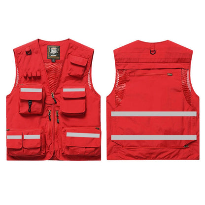 ANDRICOS High-Visibility Field Utility Vest — Multi-Pocket Reflective Workwear Vest for Surveying, Site Recording, Volunteers & Outdoor Field Tasks