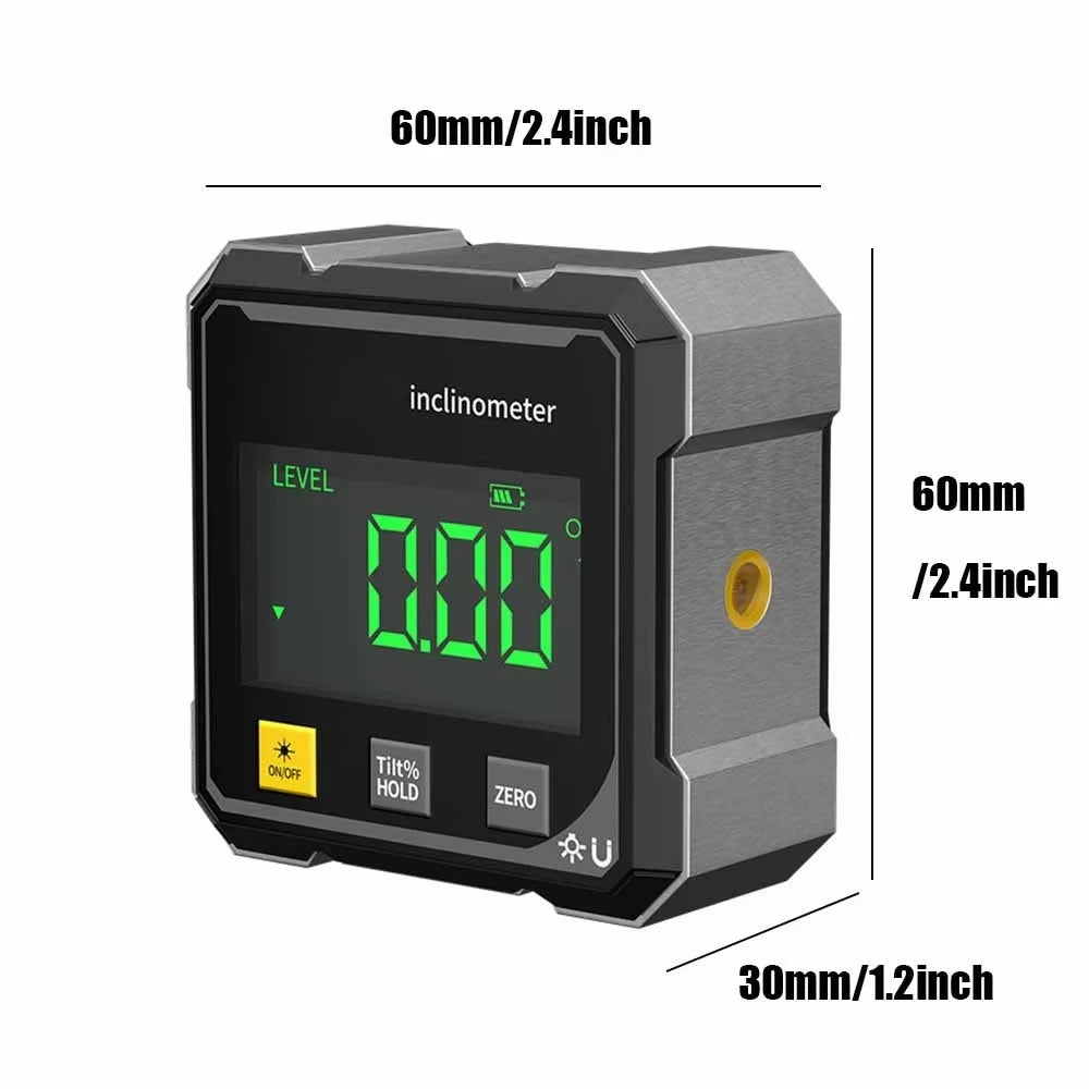 ANDRICOS Digital Angle Gauge — 2-Side Magnetic Laser Electronic Protractor, Inclinometer & Slope Measuring Tool