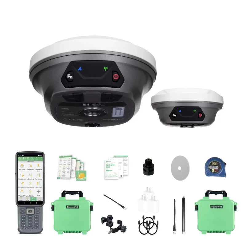 ANDRICOS E1 RTK GNSS Receiver Set — 1408-Channel Base & Rover Survey System with 60° IMU Tilt, IP68 Housing, Multi-Constellation GNSS & Internal Radio