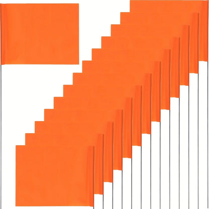 ANDRICOS Field Marker Flags — 50 PCS PVC Landmark Flags with Steel Wire Poles for Survey Layout, Site Marking, Positioning & Field Recording