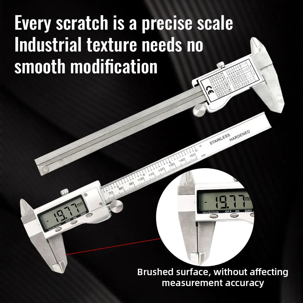 ANDRICOS Stainless Steel Digital Caliper — 150mm / 6 Inch Electronic Vernier Gauge with LCD Display, Depth Ruler & Internal/External Measurement