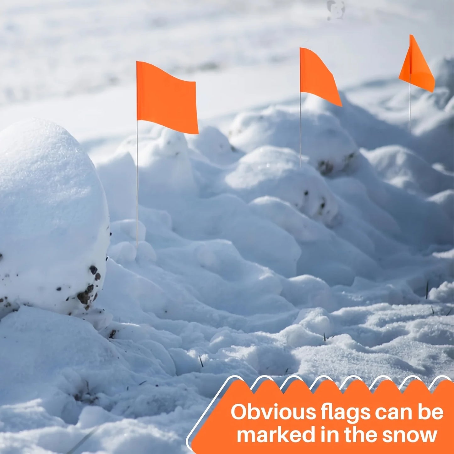 ANDRICOS Field Marker Flags — 50 PCS PVC Landmark Flags with Steel Wire Poles for Survey Layout, Site Marking, Positioning & Field Recording