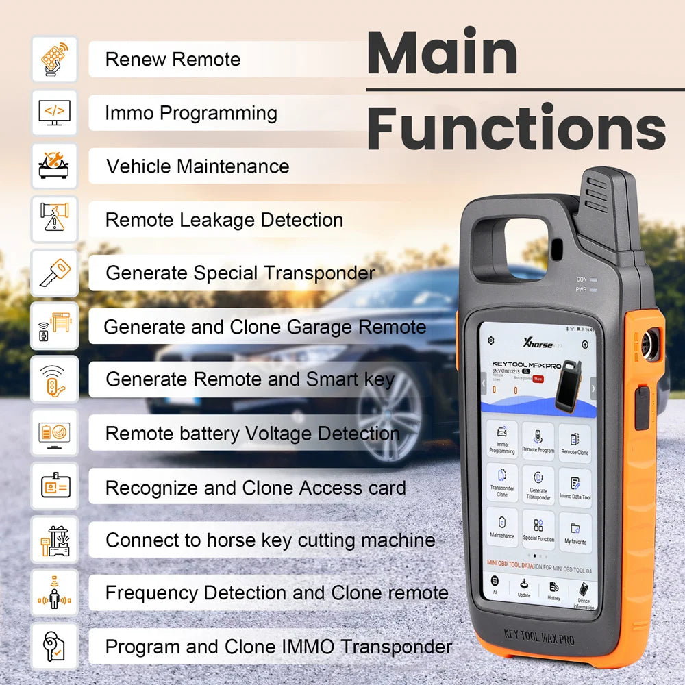 ANDRICOS Professional Vehicle Key & Diagnostic Tool — Xhorse VVDI Key Tool Max Pro with OBD Cable, TPMS Support, Remote Testing, Voltage Detection & Locksmith Workflow Functions