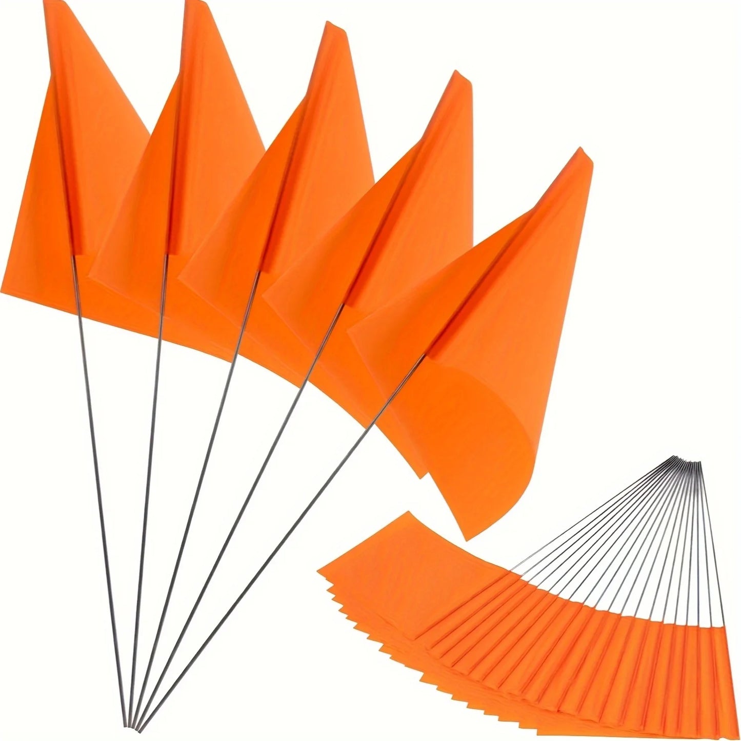 ANDRICOS Field Marker Flags — 50 PCS PVC Landmark Flags with Steel Wire Poles for Survey Layout, Site Marking, Positioning & Field Recording