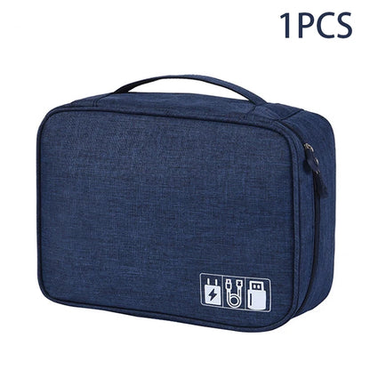 ANDRICOS Portable Tech Cable Organiser — Oxford Travel Storage Bag for USB Cables, Chargers, Plugs, Adapters & Digital Accessories