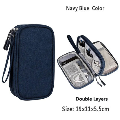 ANDRICOS Compact Electronics Organiser — AILEHKUO Waterproof-Style Nylon Travel Pouch for USB Cables, Chargers, Hard Drives & Digital Accessories