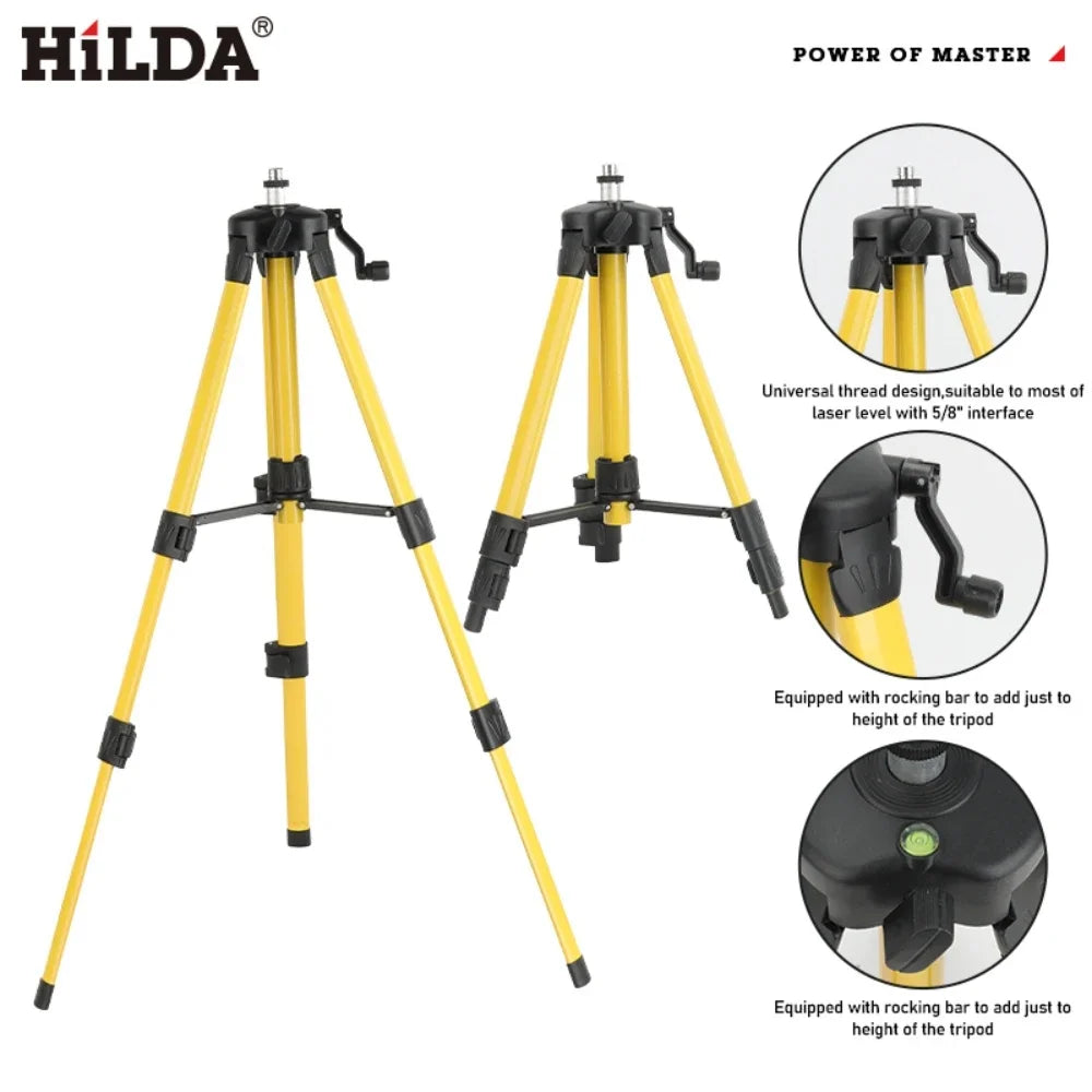 ANDRICOS Laser Level Tripod — HILDA 1.2M/1.5M Adjustable Ferroalloy Stand with 5/8 Inch Mount for Laser Levels, Cameras & Field Setup