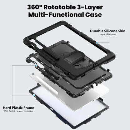 ANDRICOS Rugged Tablet Field Case — Shockproof Hand Strap & Shoulder Strap Cover Compatible with Samsung Galaxy Tab S10 FE, S10 FE+ & Tab S9