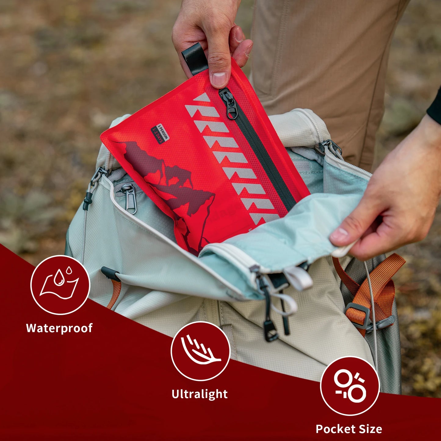 ANDRICOS Compact First Aid Kit — RHINO RESCUE 105-Piece Waterproof Travel Medical Kit for Fieldwork, Hiking, Camping, Cycling, Vehicles & Outdoor Carry