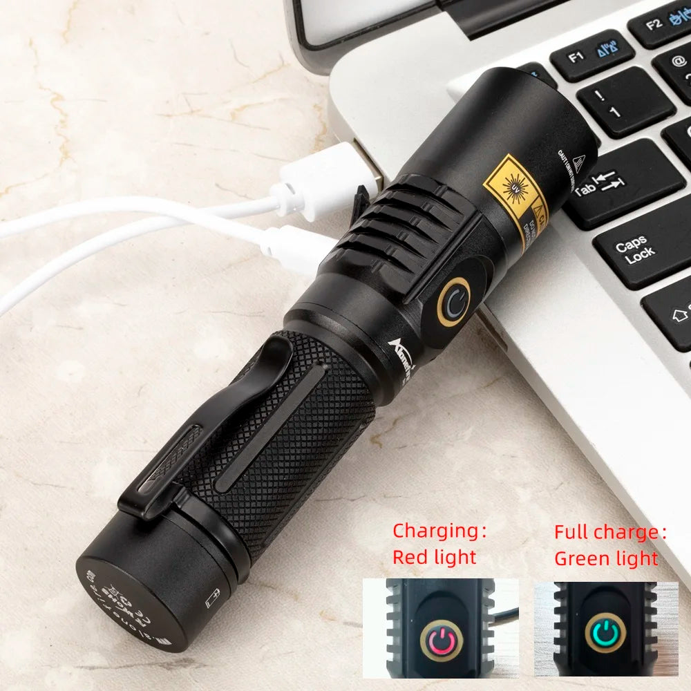 ANDRICOS UV Inspection Flashlight — AloneFire SV67 365nm Rechargeable Aluminium Blacklight Torch with 21700 Battery, USB Charging & Fluorescence Detection