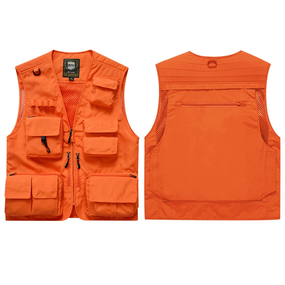 ANDRICOS High-Visibility Field Utility Vest — Multi-Pocket Reflective Workwear Vest for Surveying, Site Recording, Volunteers & Outdoor Field Tasks