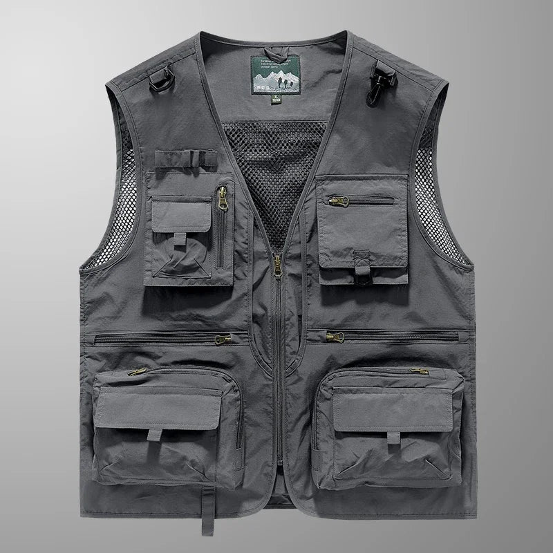 ANDRICOS Field Utility Vest — RONGKUN 14-Pocket Lightweight Mesh Sleeveless Workwear Vest for Photography, Fieldwork, Travel & Outdoor Carry