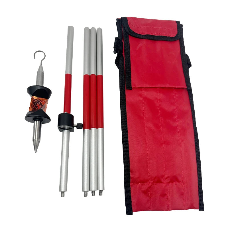 ANDRICOS 360° Mini Survey Prism Set — BMAD Reflective Prism for Swiss-Type Robotic Total Stations with 4 Poles, Bubble, Hook & Soft Carry Bag