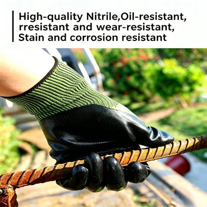 ANDRICOS Field Work Gloves — N618 Nylon Nitrile-Dipped Handling Gloves with Anti-Slip Grip, Breathable Fit & Wear-Resistant Coating