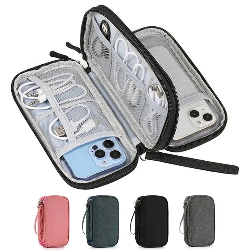ANDRICOS Compact Electronics Organiser — AILEHKUO Waterproof-Style Nylon Travel Pouch for USB Cables, Chargers, Hard Drives & Digital Accessories