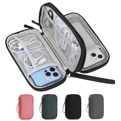 ANDRICOS Compact Electronics Organiser — AILEHKUO Waterproof-Style Nylon Travel Pouch for USB Cables, Chargers, Hard Drives & Digital Accessories