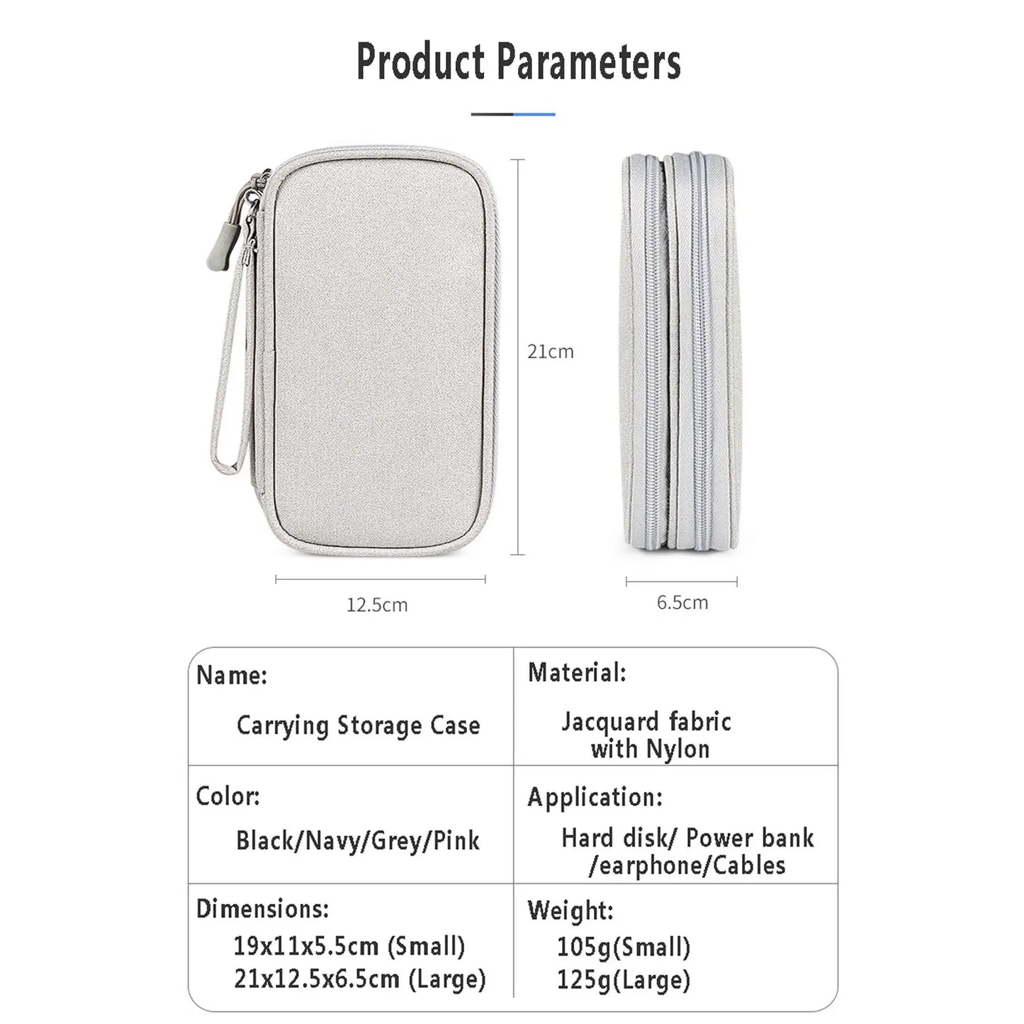 ANDRICOS Compact Electronics Organiser — AILEHKUO Waterproof-Style Nylon Travel Pouch for USB Cables, Chargers, Hard Drives & Digital Accessories