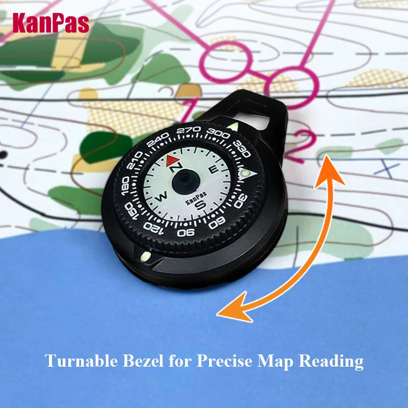 ANDRICOS Luminous Field Compass — KANPAS Compact Outdoor EDC Navigation Compass with Turnable Bezel, Hanging Ring & Water-Resistant Design