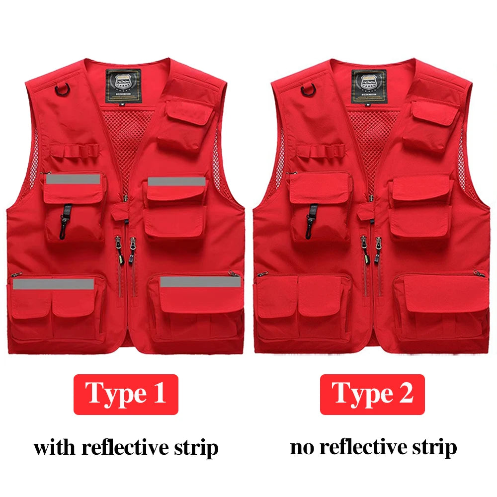 ANDRICOS High-Visibility Field Utility Vest — Multi-Pocket Reflective Workwear Vest for Surveying, Site Recording, Volunteers & Outdoor Field Tasks