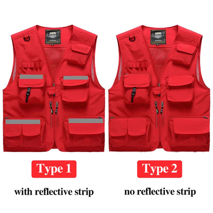 ANDRICOS High-Visibility Field Utility Vest — Multi-Pocket Reflective Workwear Vest for Surveying, Site Recording, Volunteers & Outdoor Field Tasks