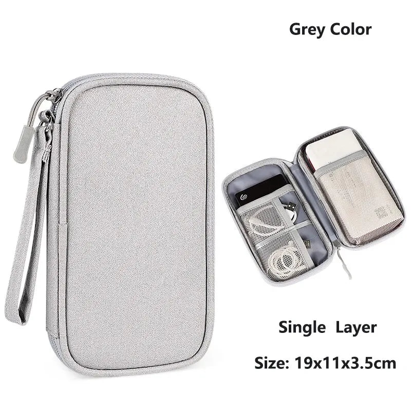 ANDRICOS Compact Electronics Organiser — AILEHKUO Waterproof-Style Nylon Travel Pouch for USB Cables, Chargers, Hard Drives & Digital Accessories