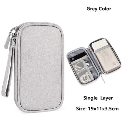 ANDRICOS Compact Electronics Organiser — AILEHKUO Waterproof-Style Nylon Travel Pouch for USB Cables, Chargers, Hard Drives & Digital Accessories