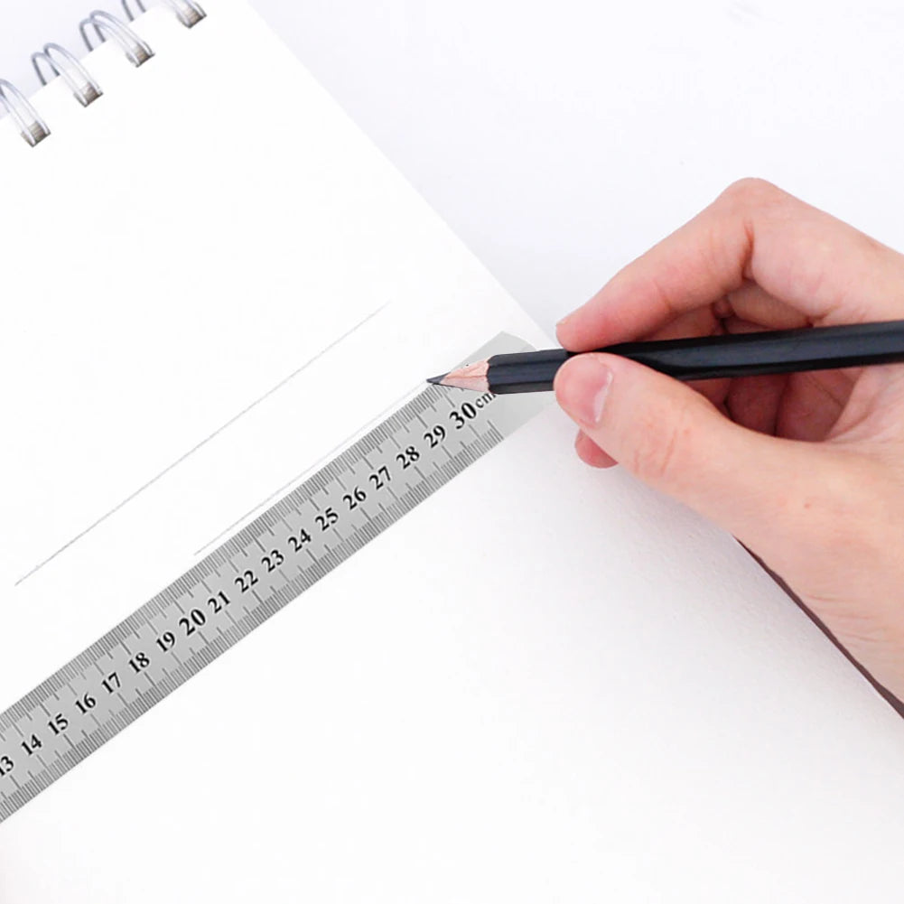 ANDRICOS Stainless Steel Measuring Ruler — 150/200/300/400/500mm Metal Straight Edge with Centimetre & Millimetre Markings for Field Recording, Craft & Technical Layout