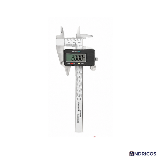 ANDRICOS Stainless Steel Digital Caliper — 150mm / 6 Inch Electronic Vernier Gauge with LCD Display, Depth Ruler & Internal/External Measurement