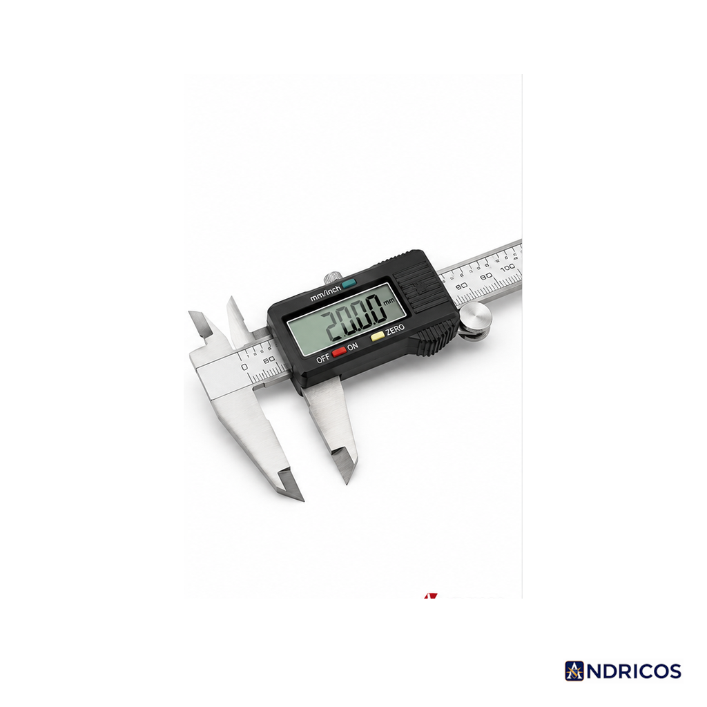 ANDRICOS Stainless Steel Digital Caliper — 150mm / 6 Inch Electronic Vernier Gauge with LCD Display, Depth Ruler & Internal/External Measurement