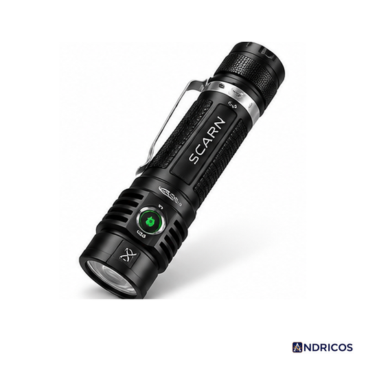 ANDRICOS Rechargeable EDC Flashlight — Sofirn SC18 1800LM USB-C Aluminium Torch with SST40 LED, 18650 Battery, TIR Optics & Power Indicator