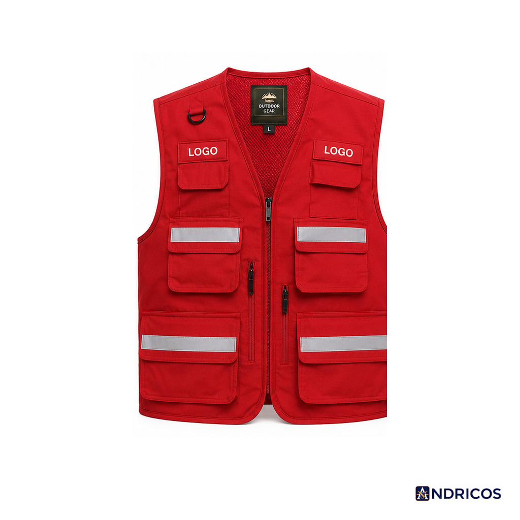 ANDRICOS High-Visibility Field Utility Vest — Multi-Pocket Reflective Workwear Vest for Surveying, Site Recording, Volunteers & Outdoor Field Tasks