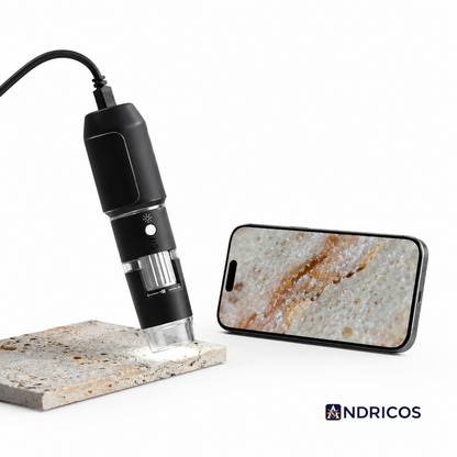 ANDRICOS Wireless Inspection Microscope — Dodosee XW1 50X-1600X WiFi Digital Microscope with 2MP Lens, 8 Adjustable LEDs, Type-C Charging & Phone/Tablet Support