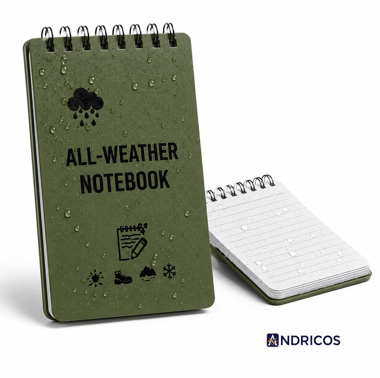 ANDRICOS Waterproof Pocket Field Notebook — 3x5 Inch Spiral Outdoor Notepad with Lined Pages, Stone Paper Sheets & Compact Site Recording Design