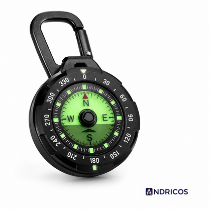 ANDRICOS Luminous Field Compass — KANPAS Compact Outdoor EDC Navigation Compass with Turnable Bezel, Hanging Ring & Water-Resistant Design