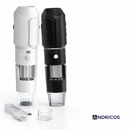 ANDRICOS Wireless Inspection Microscope — Dodosee XW1 50X-1600X WiFi Digital Microscope with 2MP Lens, 8 Adjustable LEDs, Type-C Charging & Phone/Tablet Support