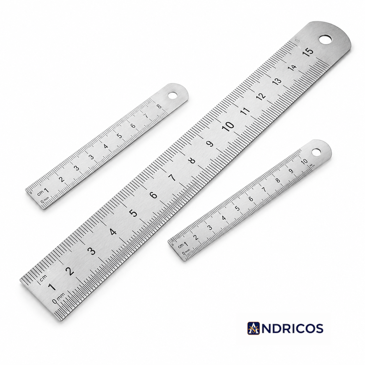 ANDRICOS Stainless Steel Measuring Ruler — 150/200/300/400/500mm Metal Straight Edge with Centimetre & Millimetre Markings for Field Recording, Craft & Technical Layout