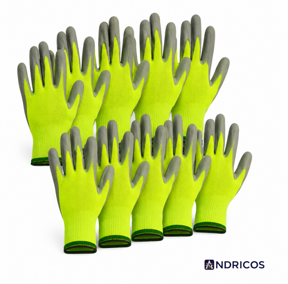ANDRICOS Field Work Gloves — N618 Nylon Nitrile-Dipped Handling Gloves with Anti-Slip Grip, Breathable Fit & Wear-Resistant Coating